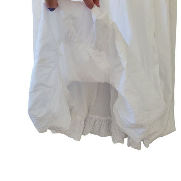 Madewell The Melody Bubble-Hem Smocked Midi Dress in Poplin Size XS White NWOT - Picture 8 of 10